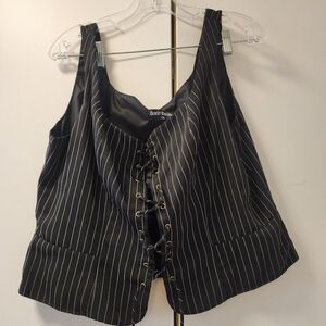 Scarlet Darkness 2XL Black Pinstripe Front Lace Vest Victorian Steampunk Goth